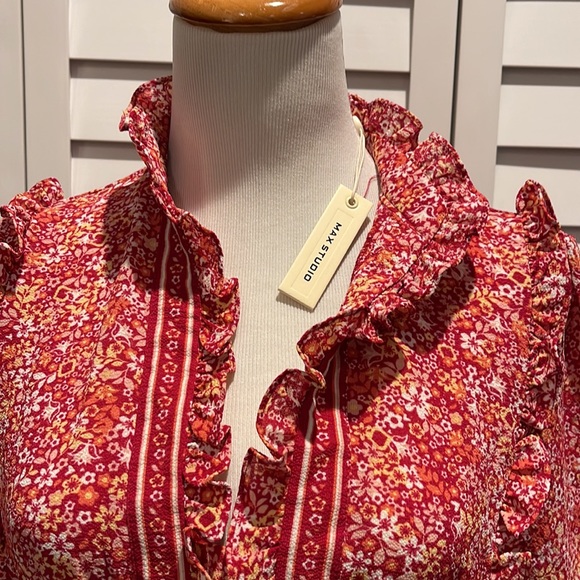 Max Studio NWT Maxi Ruffle Floral Dress, size Small in Polyester/Spandex blend. - Picture 5 of 12